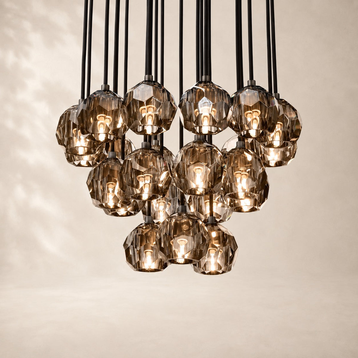 Bouvelle de Cristal Glass Round Cluster Chandelier 24"