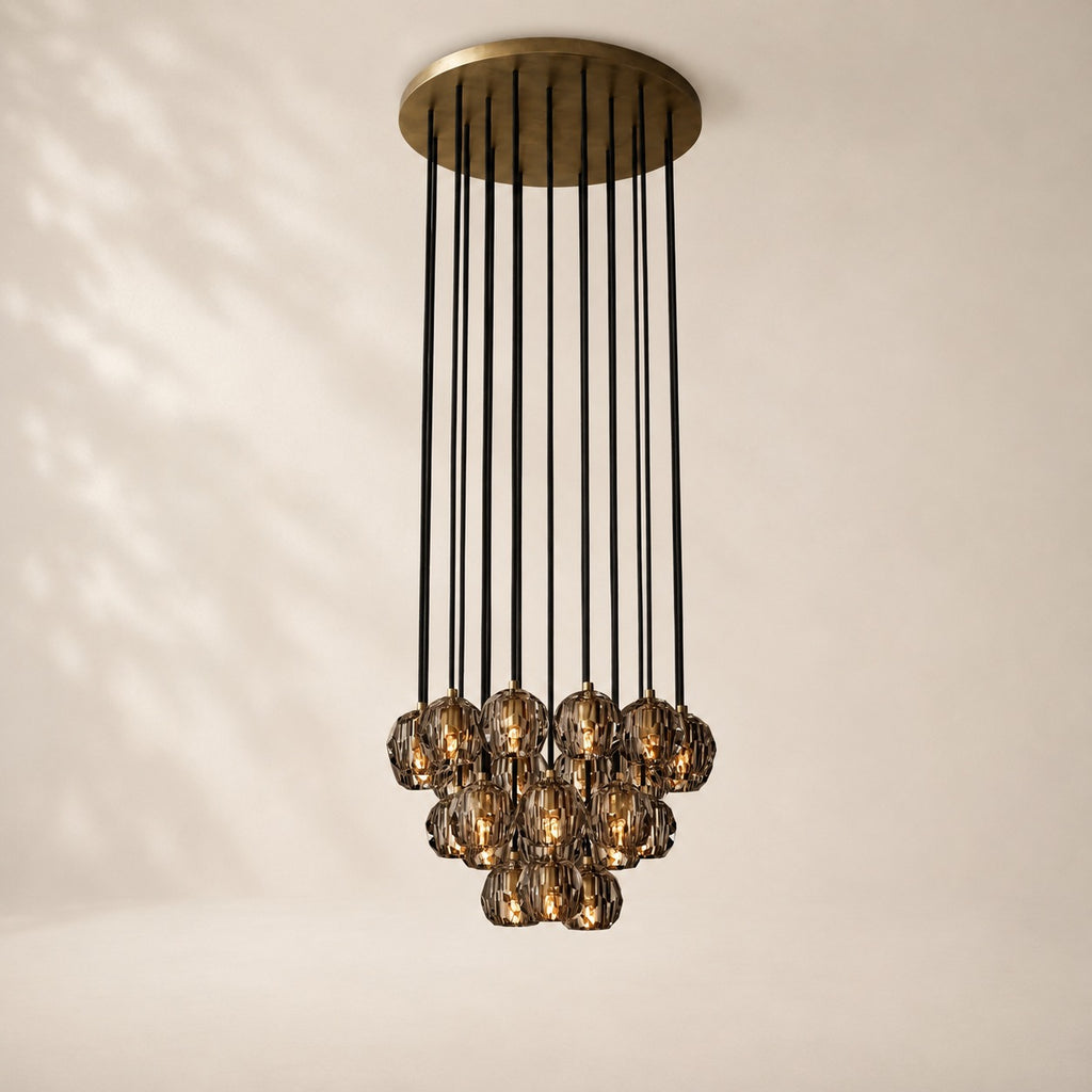 Bouvelle de Cristal Glass Round Cluster Chandelier 24"