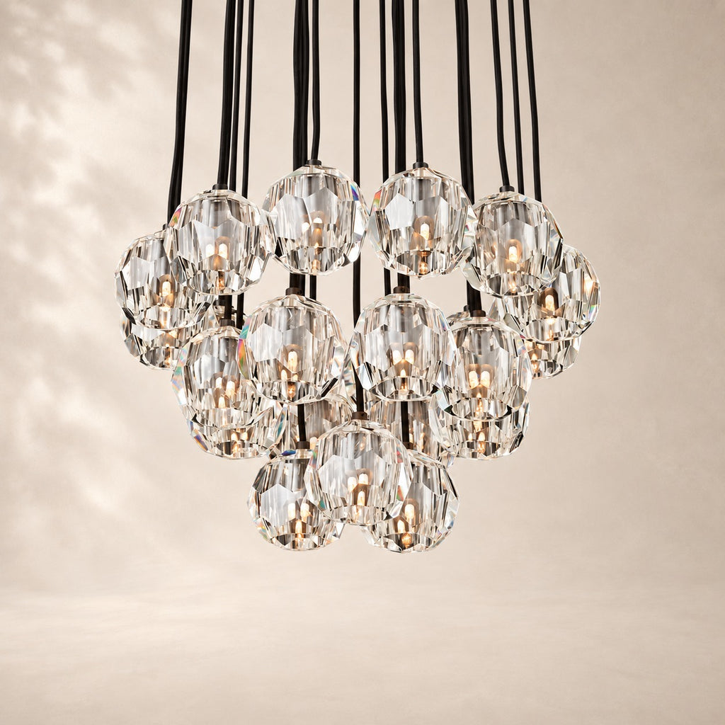 Bouvelle de Cristal Glass Round Cluster Chandelier 24"