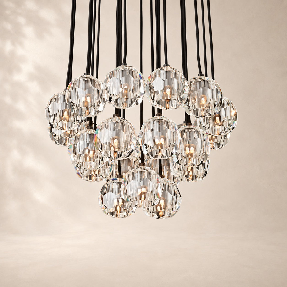 Bouvelle de Cristal Glass Round Cluster Chandelier 24"