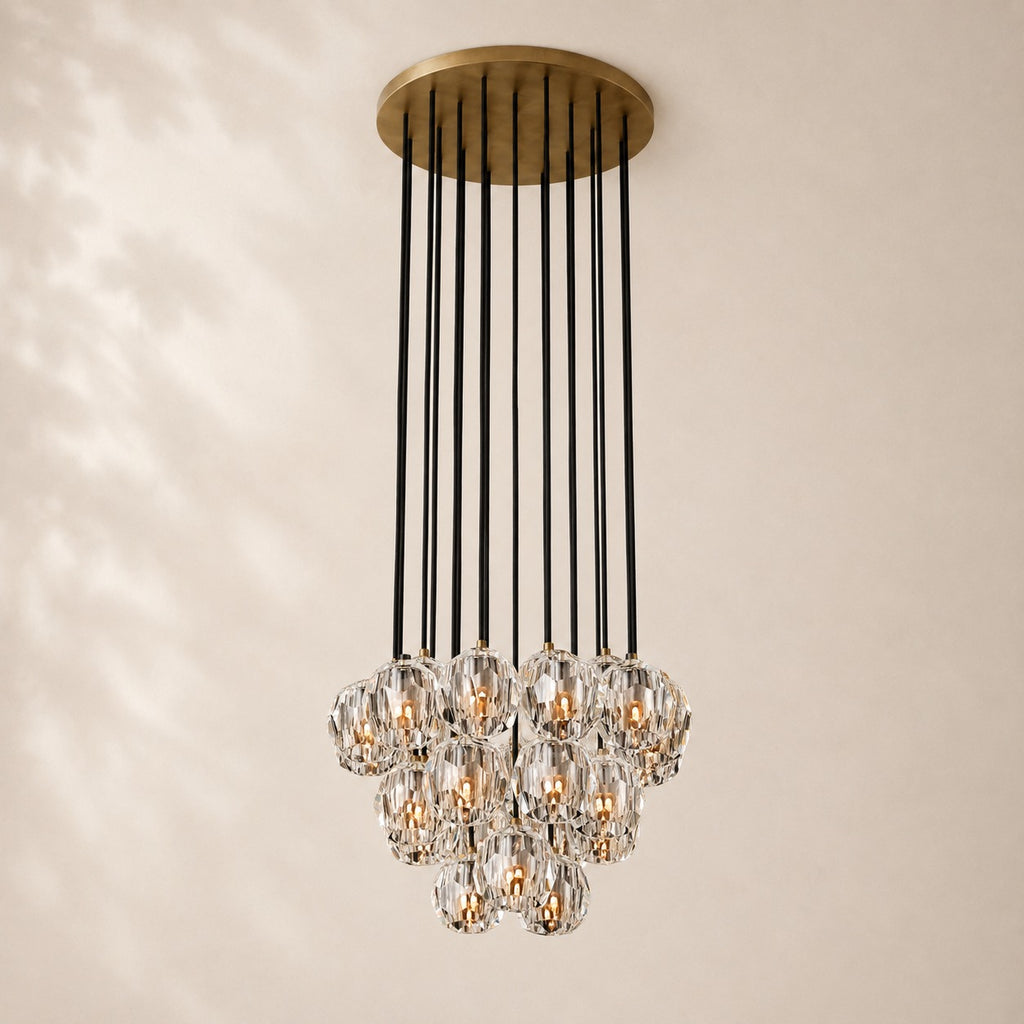 Bouvelle de Cristal Glass Round Cluster Chandelier 24"