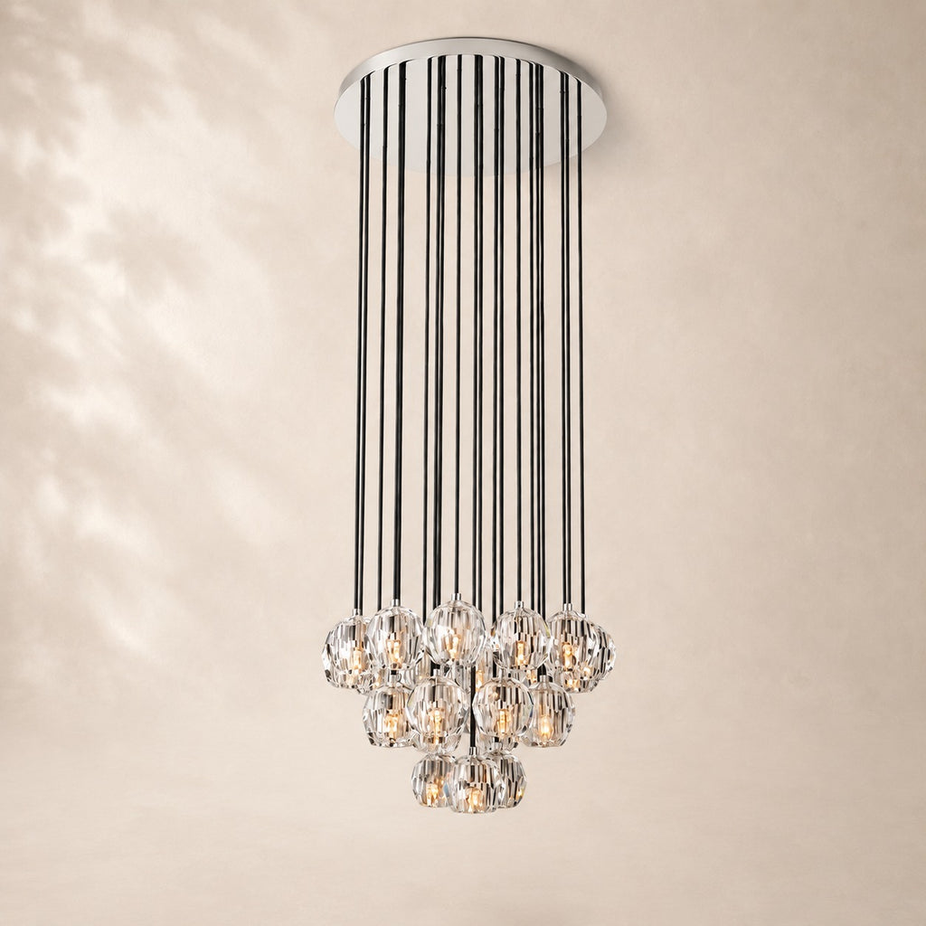 Bouvelle de Cristal Glass Round Cluster Chandelier 24"