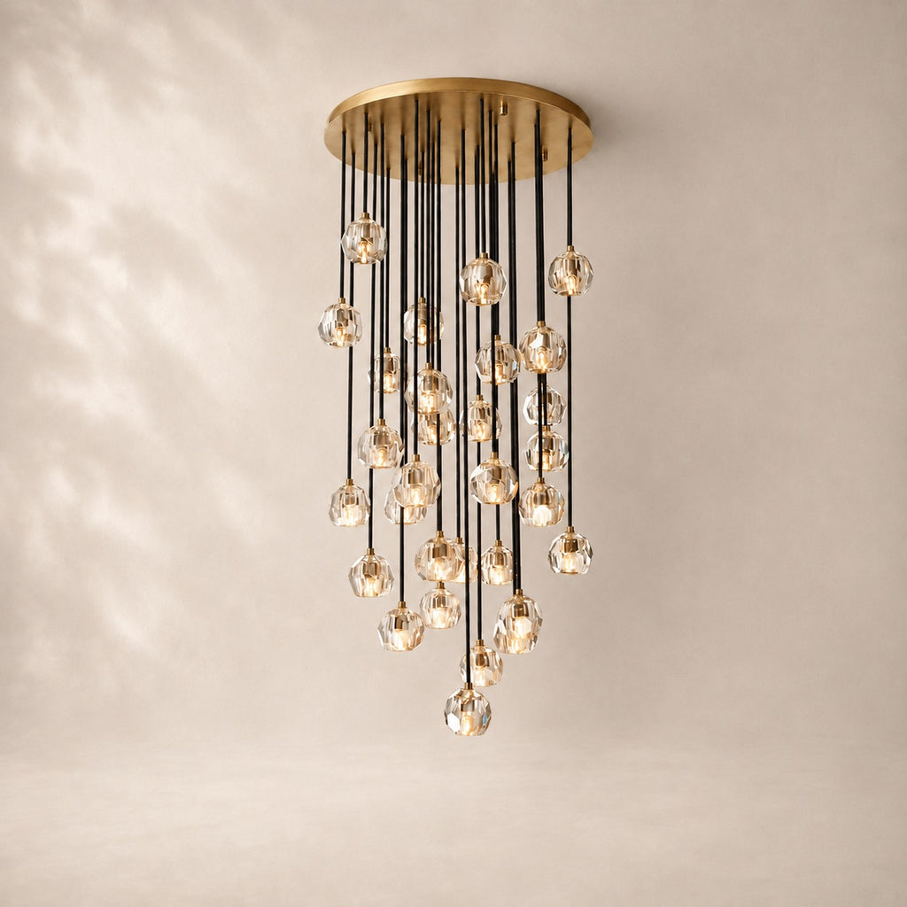 Bouvelle de Cristal Glass Round Cluster Chandelier 30"