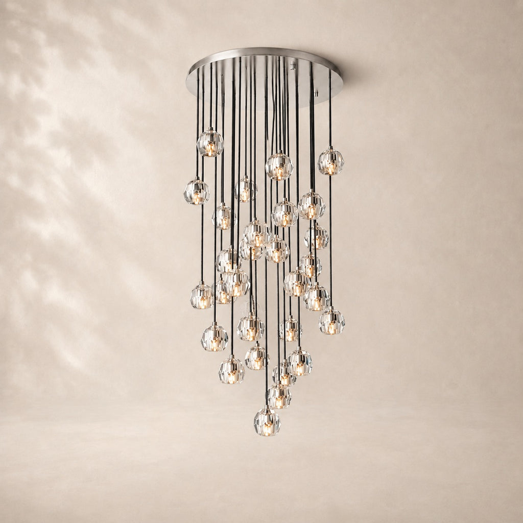 Bouvelle de Cristal Glass Round Cluster Chandelier 30"