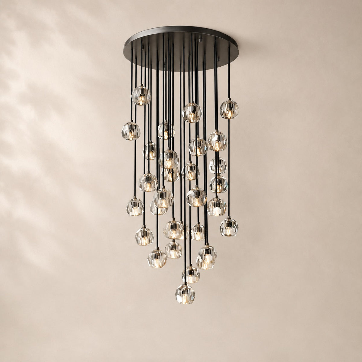 Bouvelle de Cristal Glass Round Cluster Chandelier 30"