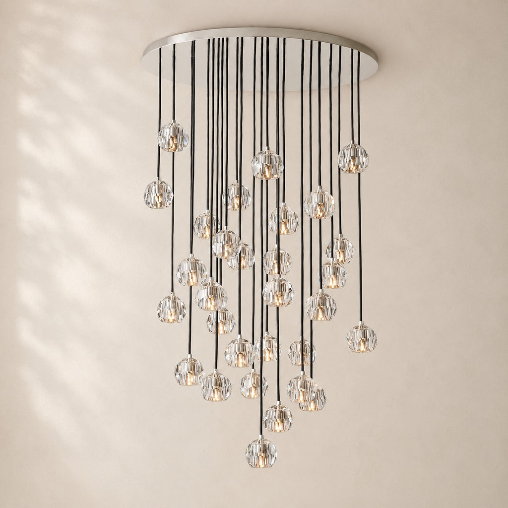 Bouvelle de Cristal Glass Round Cluster Chandelier 40"