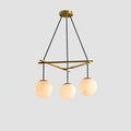 Brass & White Alabaster Chandelier – Retro Inspired Ceiling Light