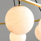 Brass & White Alabaster Chandelier – Retro Inspired Ceiling Light