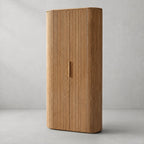 Byrton Reeded White Oak Tall Cabinet