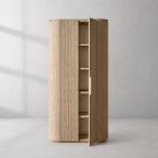 Byrton Reeded White Oak Tall Cabinet