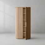 Byrton Reeded White Oak Tall Cabinet
