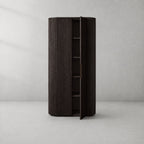 Byrton Reeded White Oak Tall Cabinet