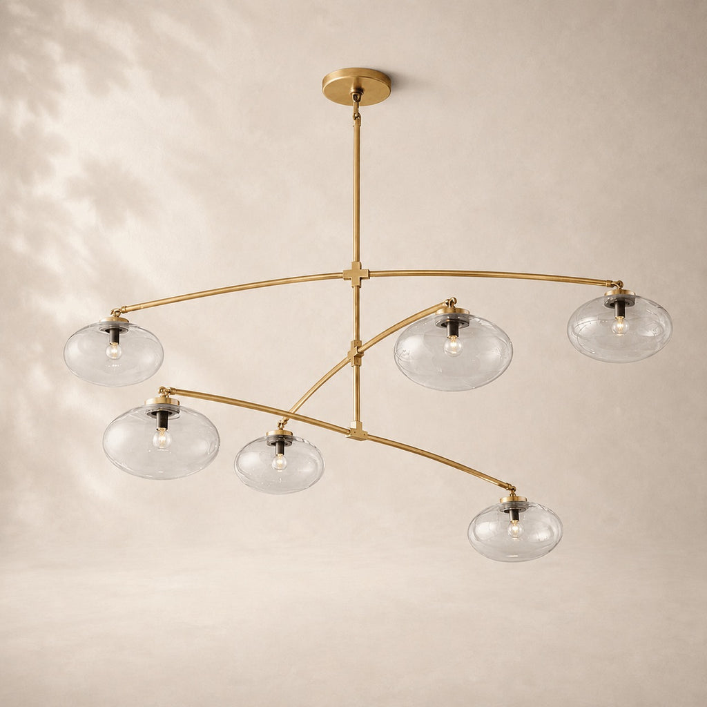 Calvette Clear Glass Mobile Round Chandelier 48"