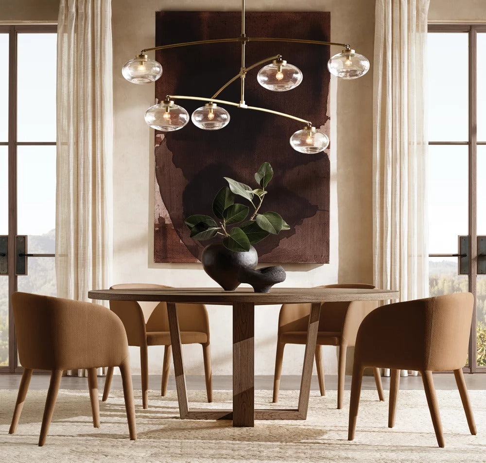 Calvette Clear Glass Mobile Round Chandelier 48"