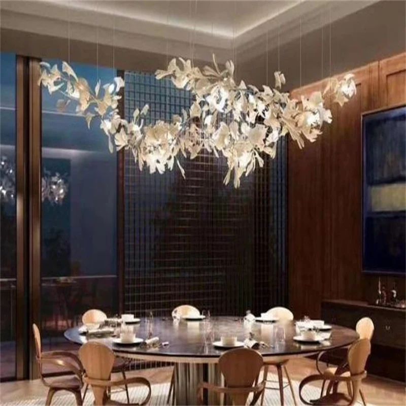 Ceramic Ginkgo Leaf Luxury Large Branch Chandelier