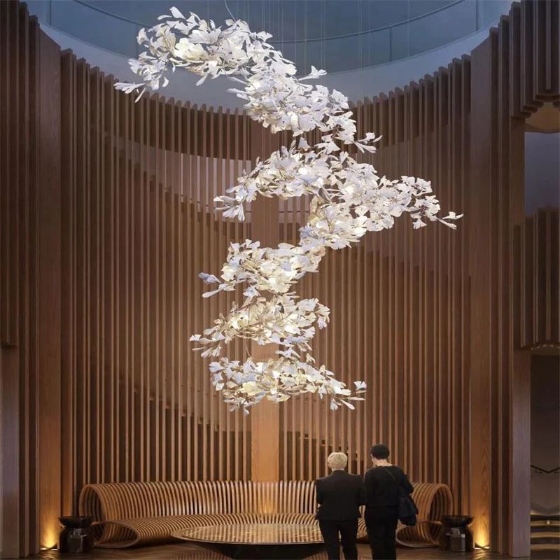 Ceramic Ginkgo Leaf Luxury Large Branch Chandelier