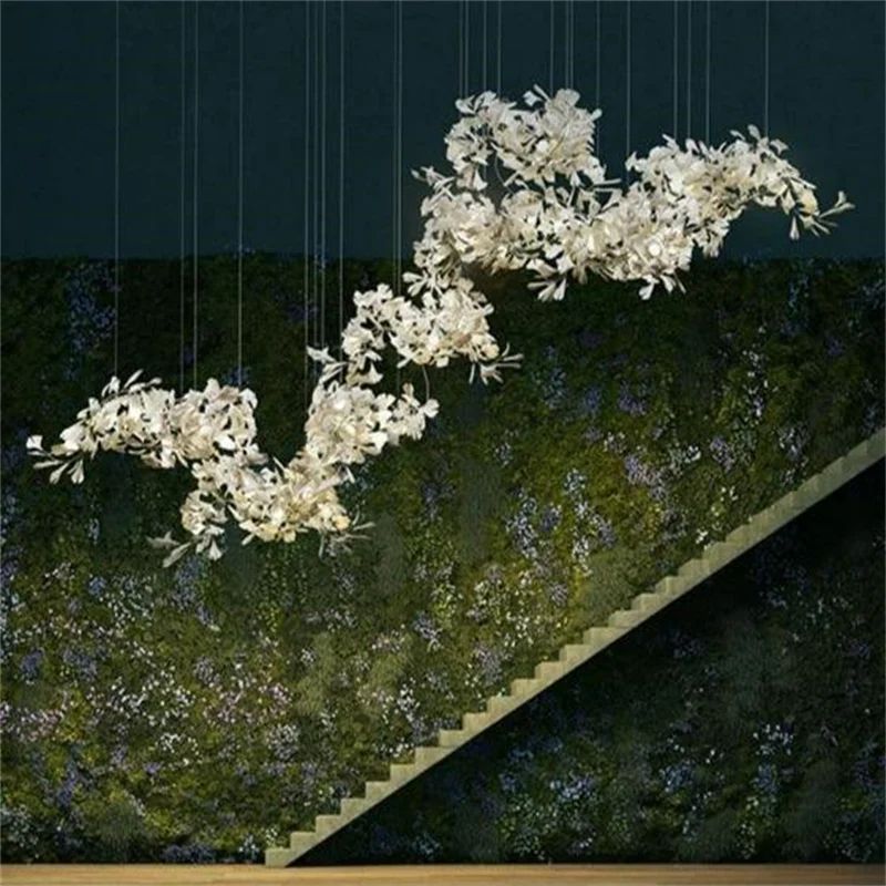 Ceramic Ginkgo Leaf Luxury Large Branch Chandelier
