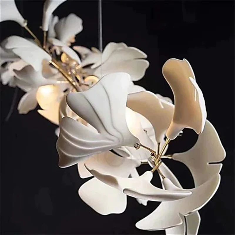 Ceramic Ginkgo Leaf Luxury Large Branch Chandelier