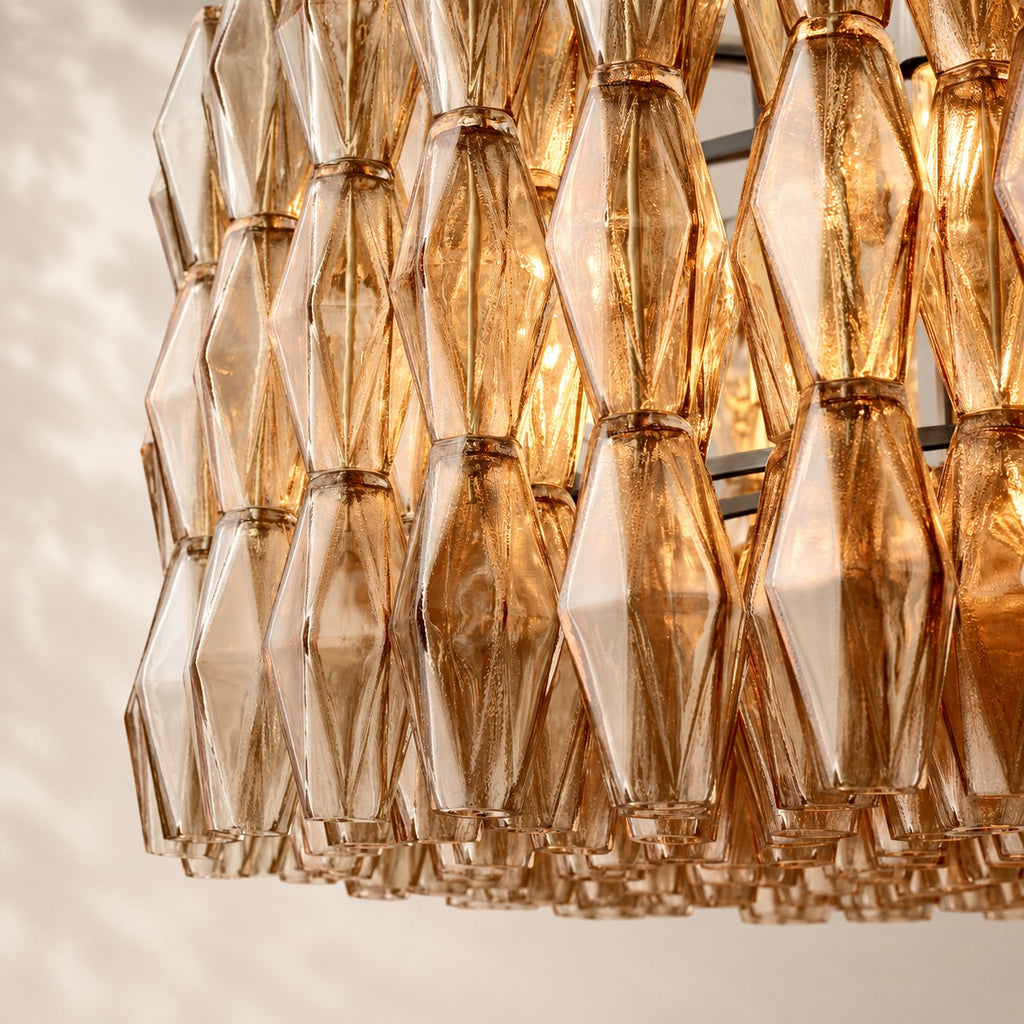 Chivara Amber Glass Round Chandelier 37"