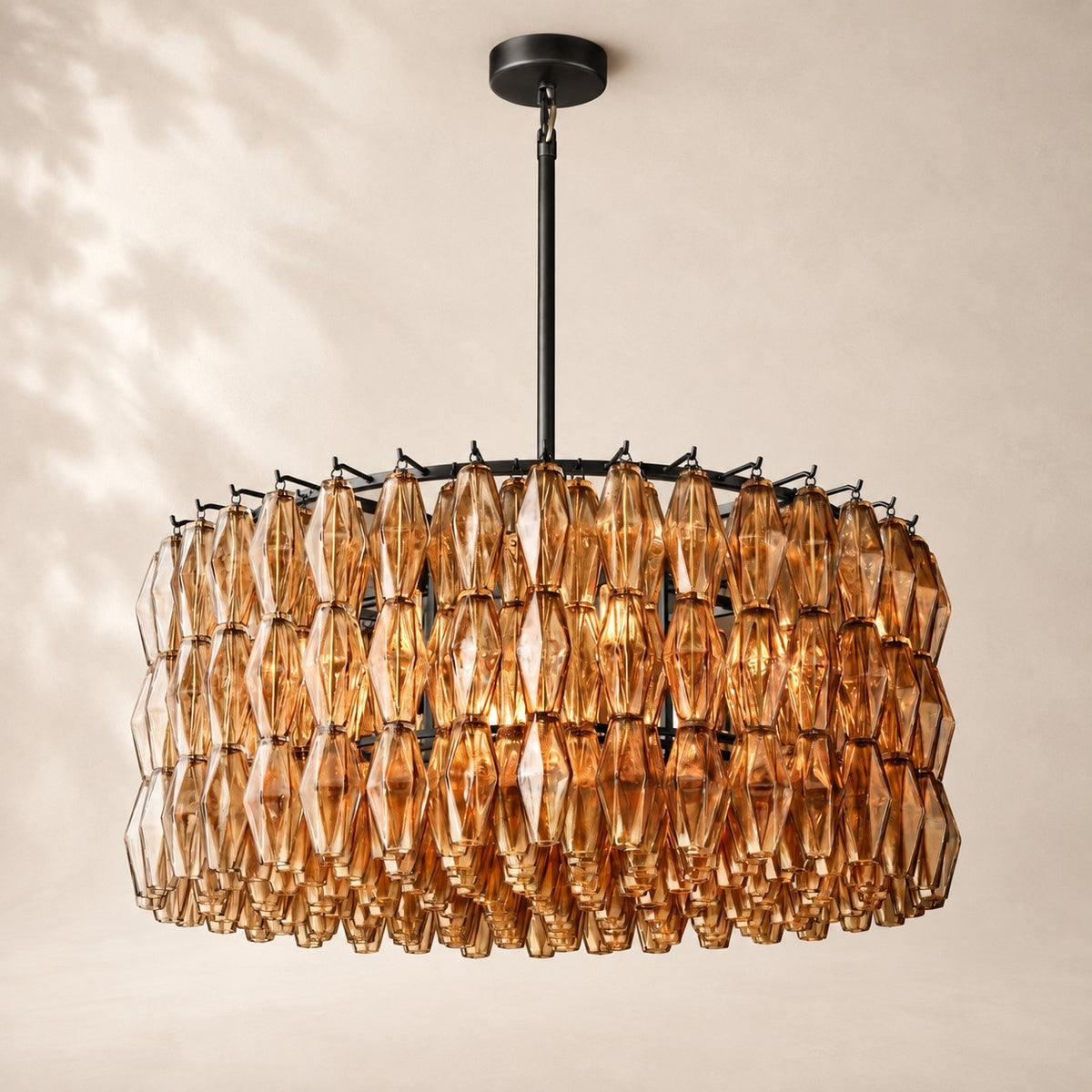 Chivara Amber Glass Round Chandelier 37"