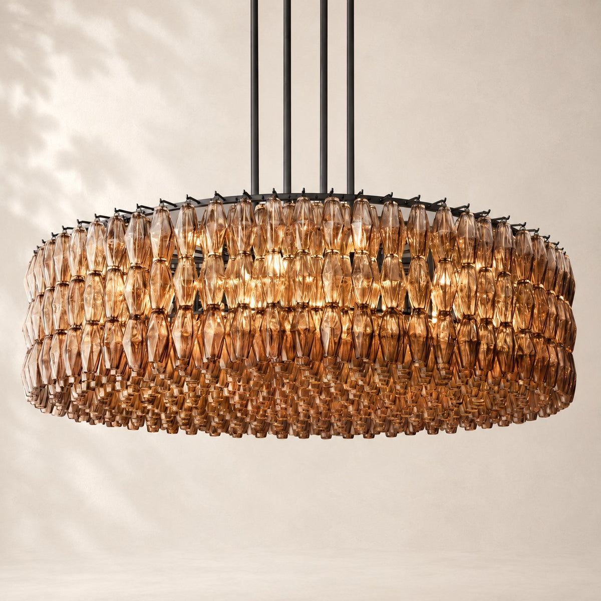 Chivara Amber Glass Round Chandelier 62"