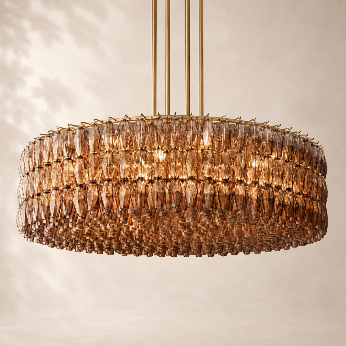 Chivara Amber Glass Round Chandelier 62"