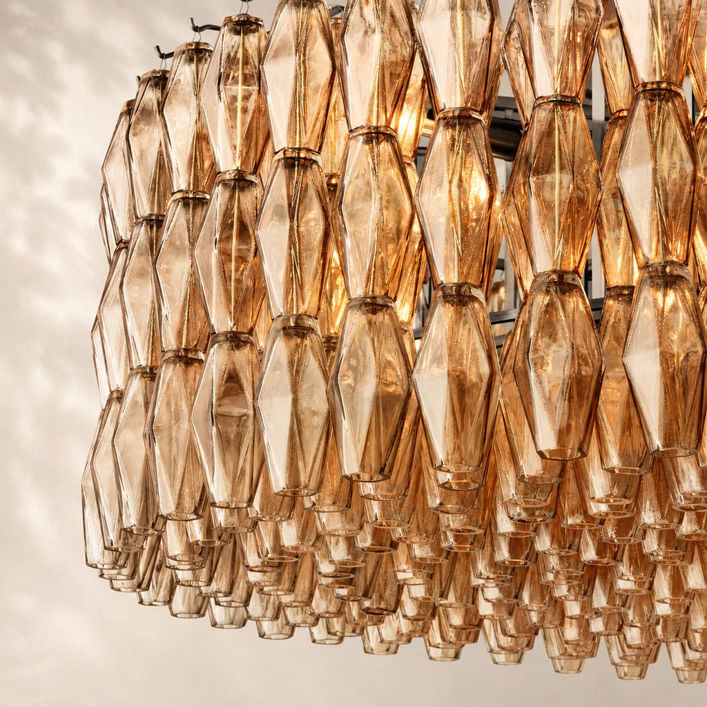 Chivara Amber Glass Round Chandelier 62"