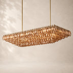 Chivara Amber Glass Tiered Rectangular Chandelier 74"