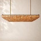 Chivara Amber Glass Tiered Rectangular Chandelier 74"