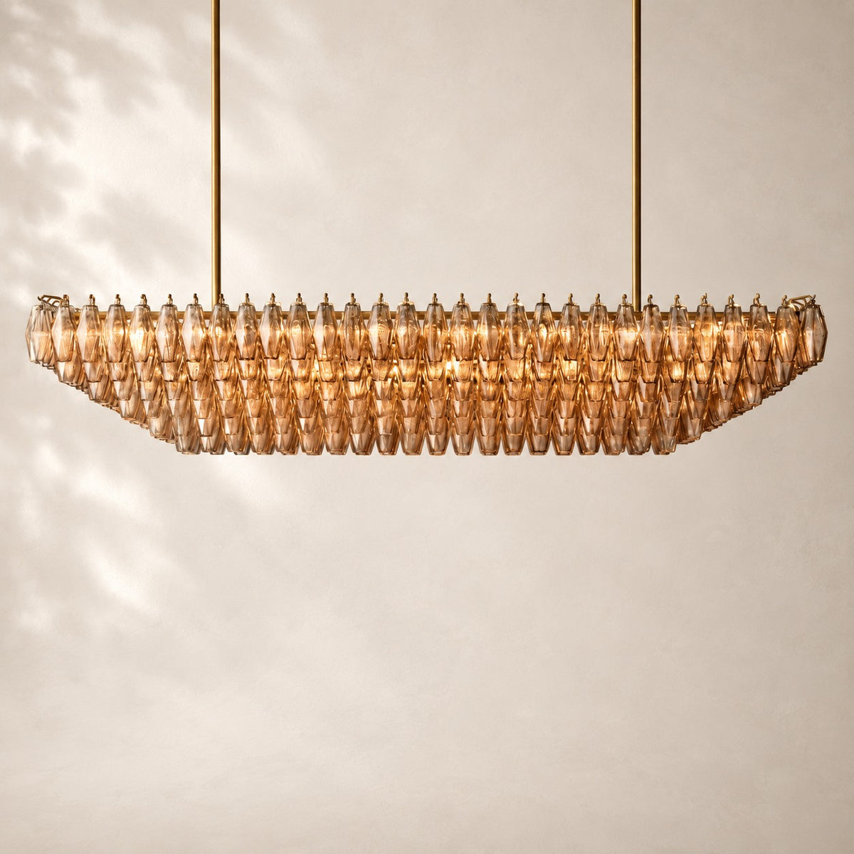 Chivara Amber Glass Tiered Rectangular Chandelier 74"
