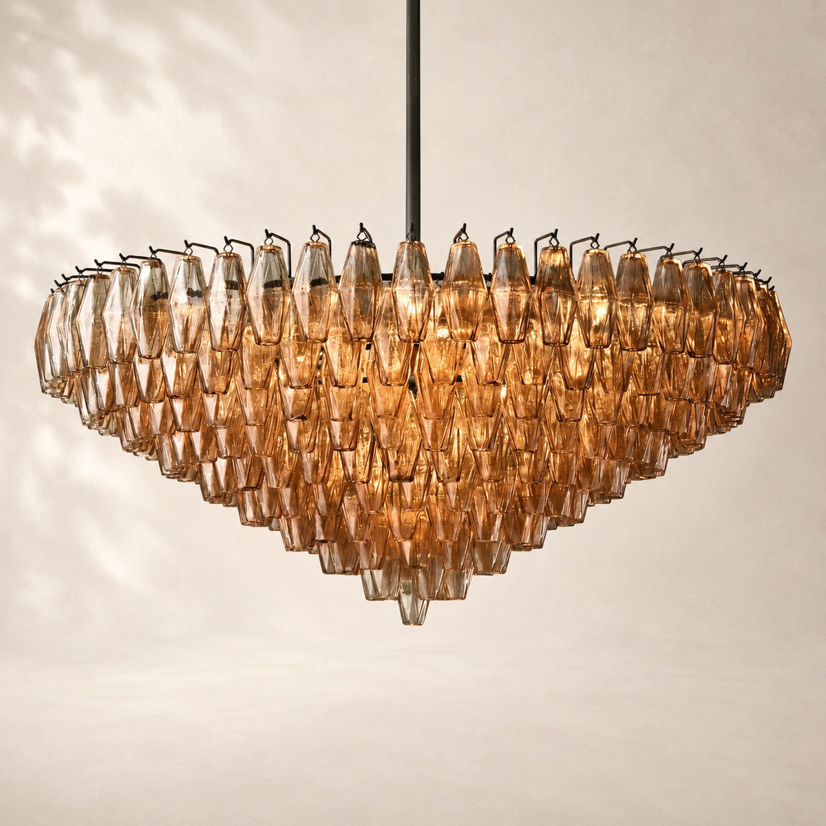 Chivara Amber Glass Tiered Round Chandelier 47"