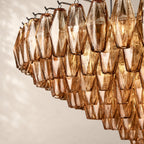 Chivara Amber Glass Tiered Round Chandelier 47"