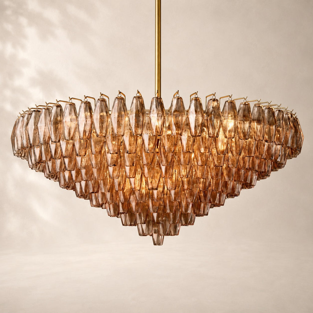 Chivara Amber Glass Tiered Round Chandelier 47"