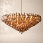 Chivara Amber Glass Tiered Round Chandelier 47"