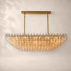 Chivara Clear Glass Tiered Rectangular Chandelier 54"