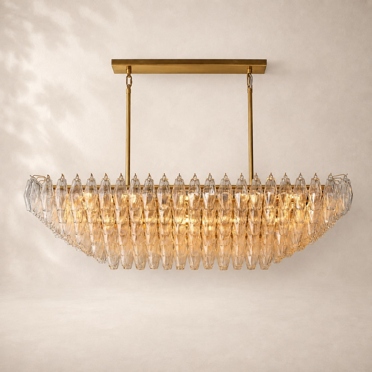 Chivara Clear Glass Tiered Rectangular Chandelier 54"