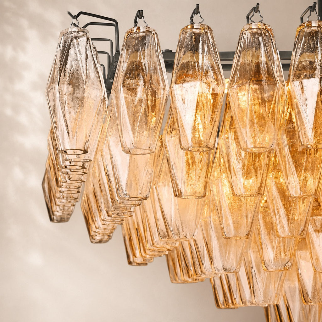 Chivara Clear Glass Tiered Rectangular Chandelier 54"
