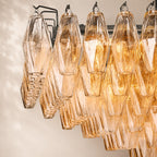 Chivara Clear Glass Tiered Rectangular Chandelier 54"