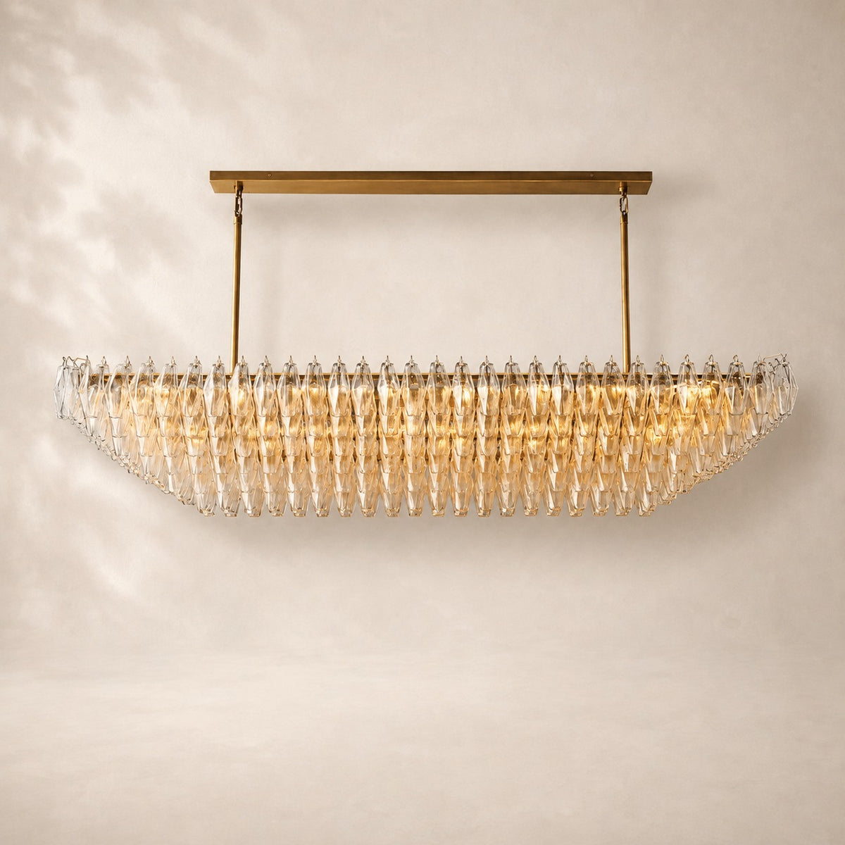 Chivara Clear Glass Tiered Rectangular Chandelier 74"