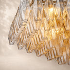 Chivara Clear Glass Tiered Rectangular Chandelier 74"