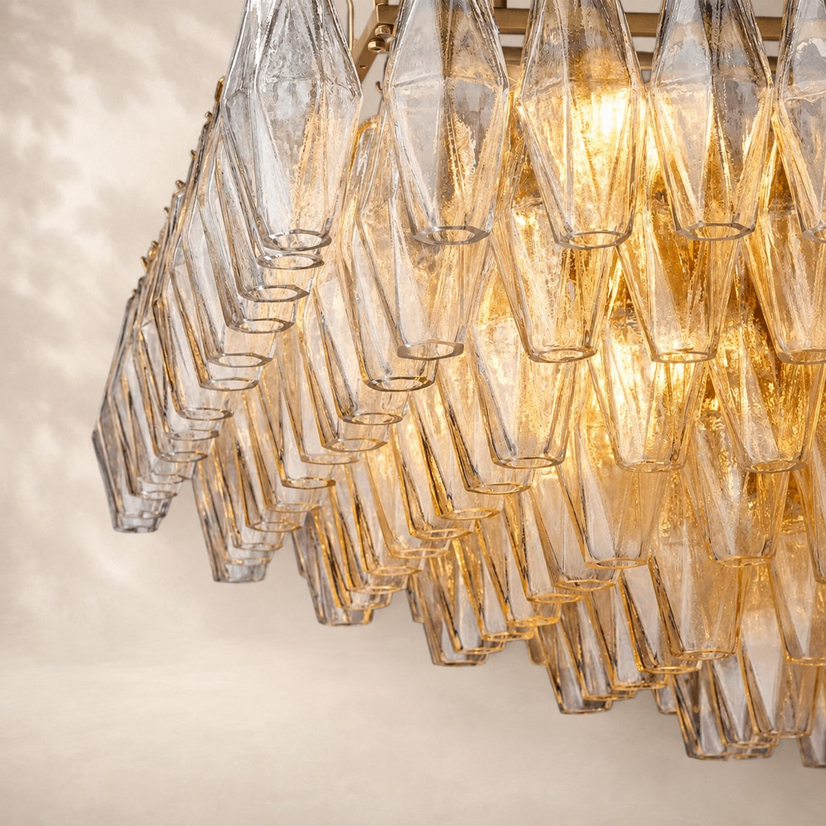 Chivara Clear Glass Tiered Rectangular Chandelier 74"