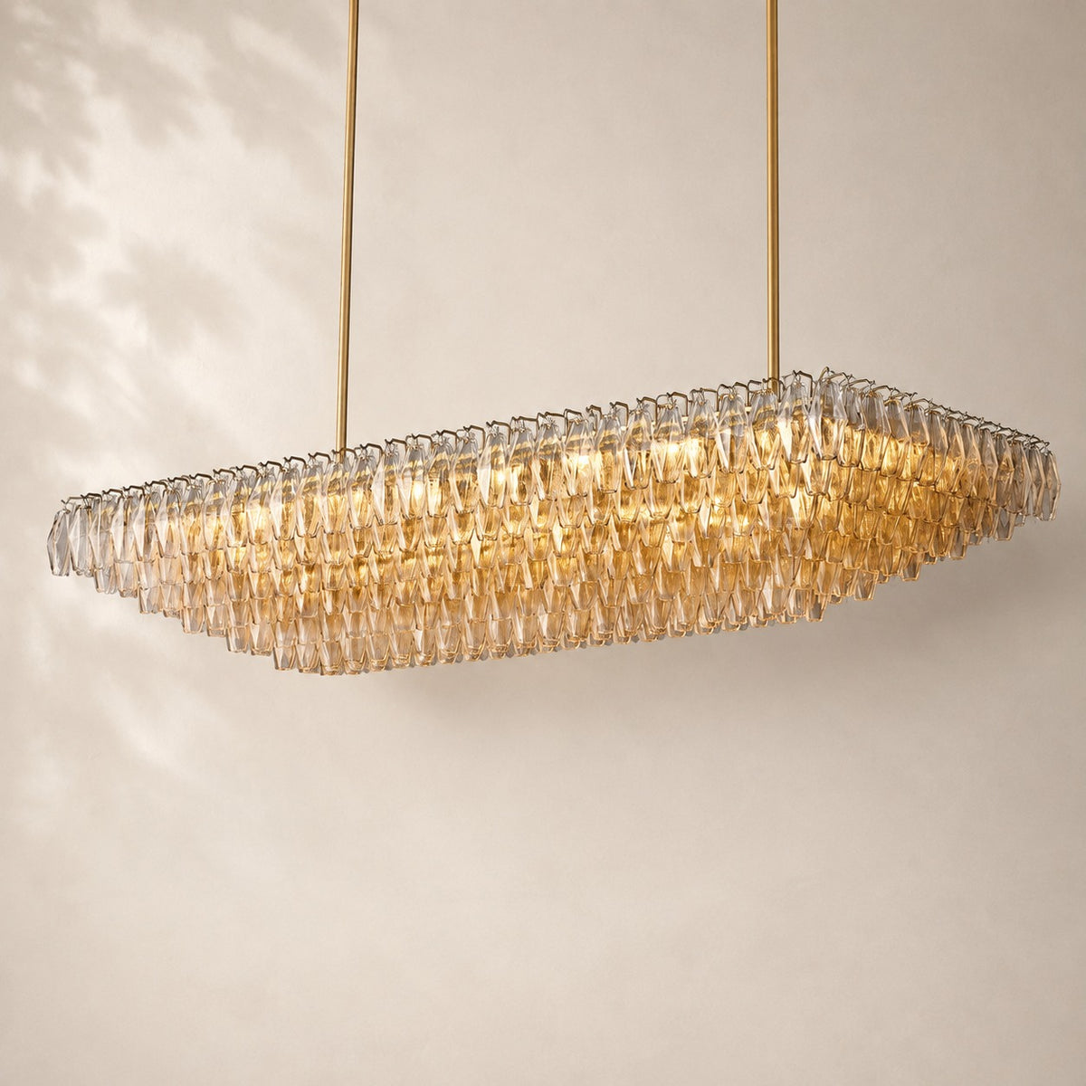 Chivara Clear Glass Tiered Rectangular Chandelier 74"