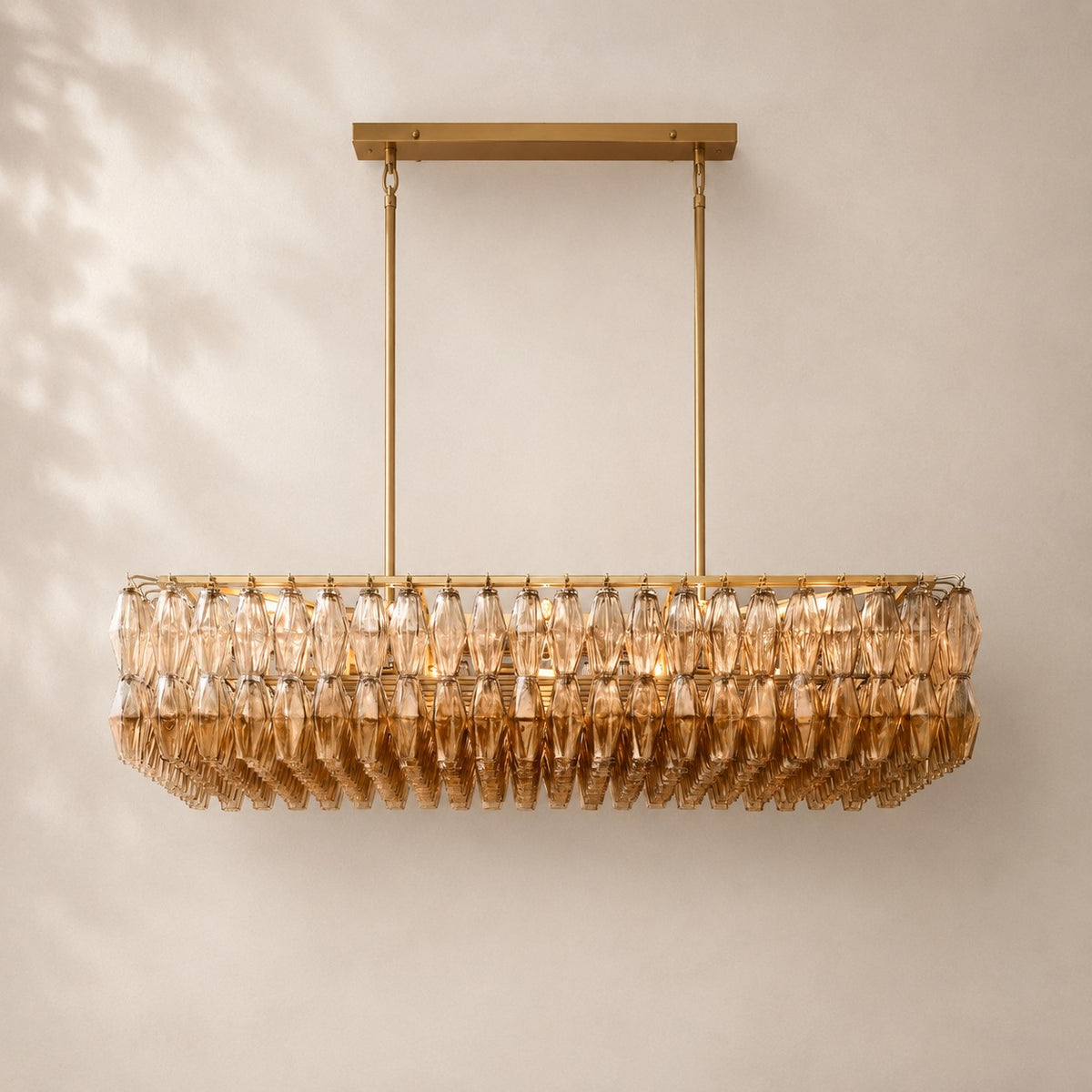Chivara Amber Glass Rectangular Chandelier 54"
