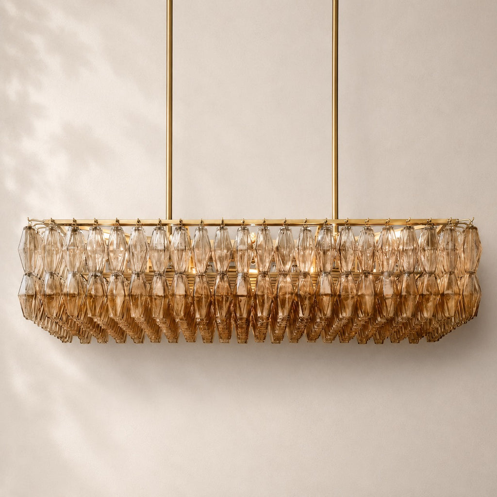 Chivara Amber Glass Rectangular Chandelier 54"