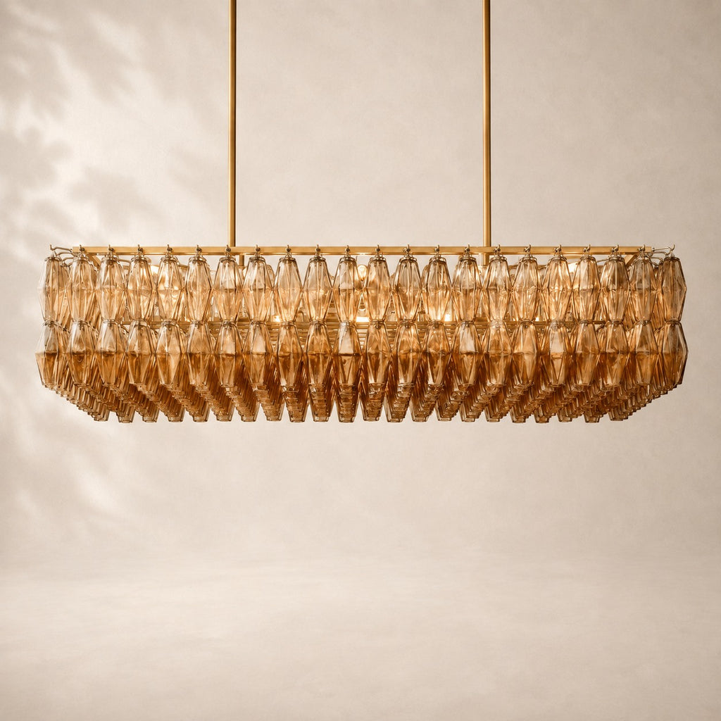 Chivara Amber Glass Rectangular Chandelier 74"