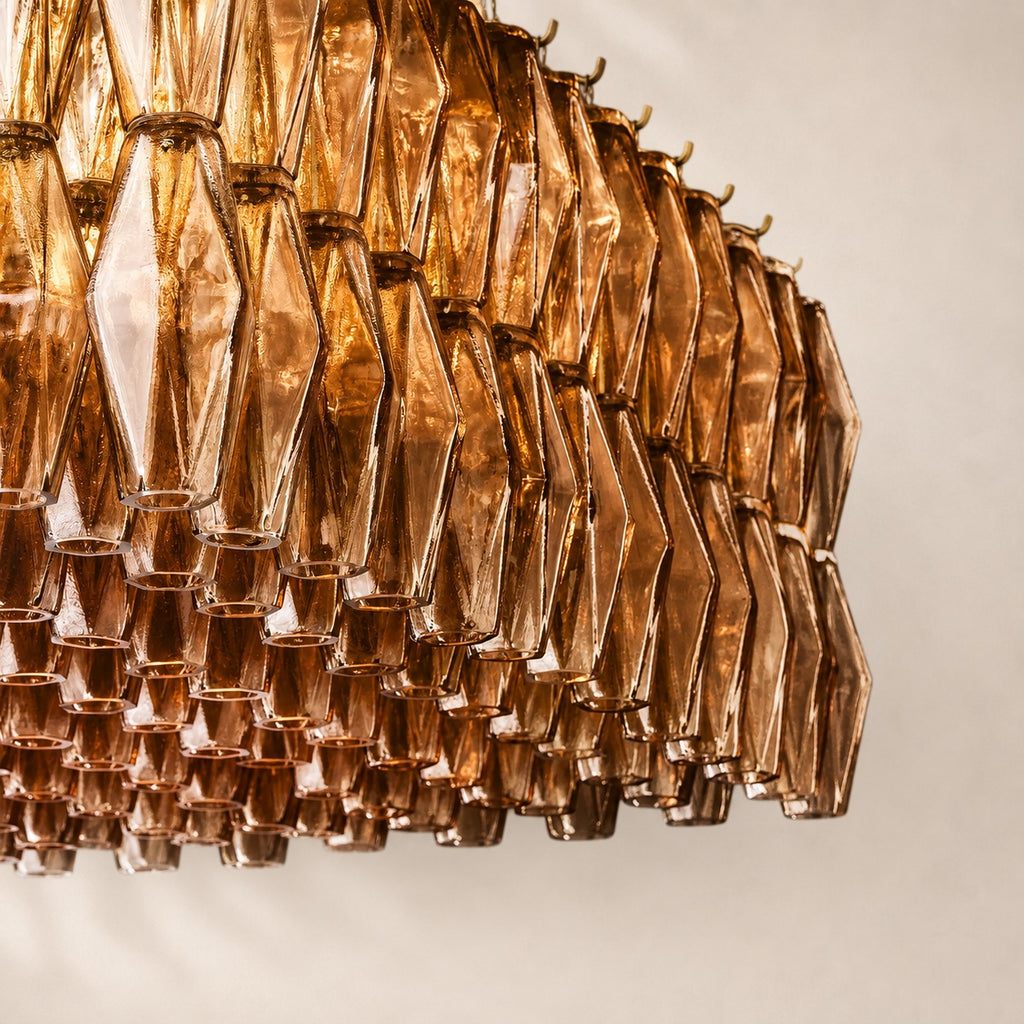Chivara Amber Glass Rectangular Chandelier 74"