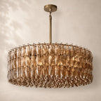 Chivara Amber Glass Round Chandelier 47"
