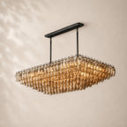 Chivara Amber Glass Tiered Rectangular Chandelier 54"