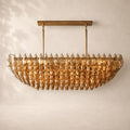Chivara Amber Glass Tiered Rectangular Chandelier 54"