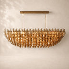 Chivara Amber Glass Tiered Rectangular Chandelier 54"